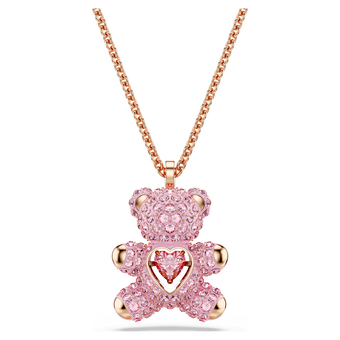 swarovski teddy pendant  bear  pink  18k rose gold finish