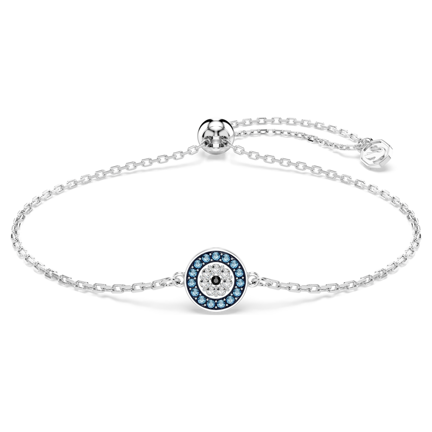 swarovski luckily bracelet  pav   eye  blue  rhodium plated
