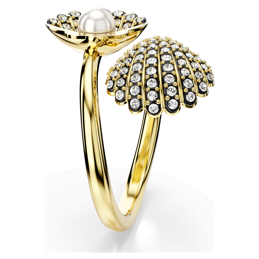 swarovski idyllia open ring  crystal pearl  shell  white  gold tone plated