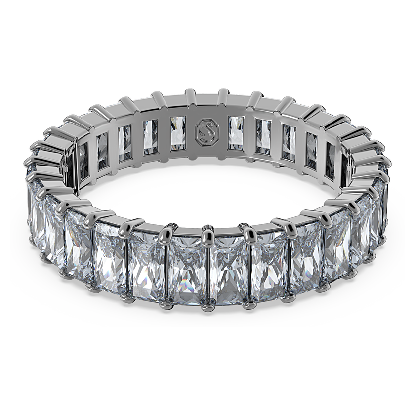 swarovski matrix ring  baguette cut  gray  ruthenium plated