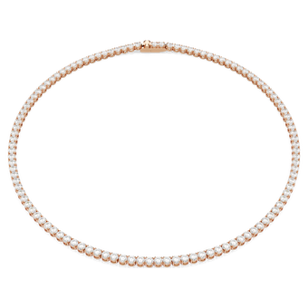 swarovski matrix tennis necklace  round cut  white  18k rose gold finish