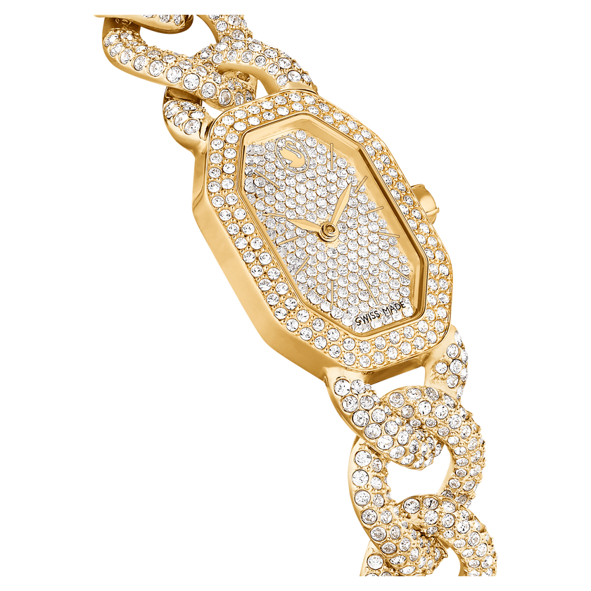 swarovski dextera chain watch  swiss made  crystal bracelet  gold tone  gold tone finish
