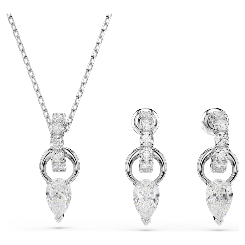 swarovski mesmera set  pear cut  round cut  white  rhodium plated