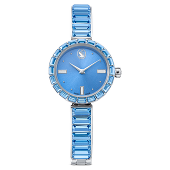 swarovski matrix bangle watch  swiss made  crystal bracelet  blue  stainless steel