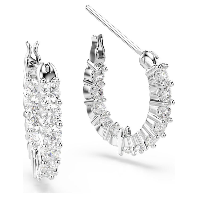 swarovski matrix vittore hoop earrings  round cut  white  rhodium plated