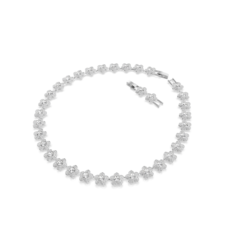 ariana grande x swarovski necklace  round cut  flower  white  rhodium plated