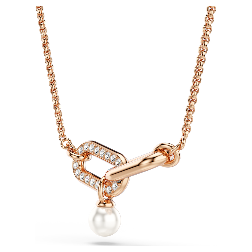 swarovski constella pendant  crystal pearl  round cut  white  rose gold tone plated