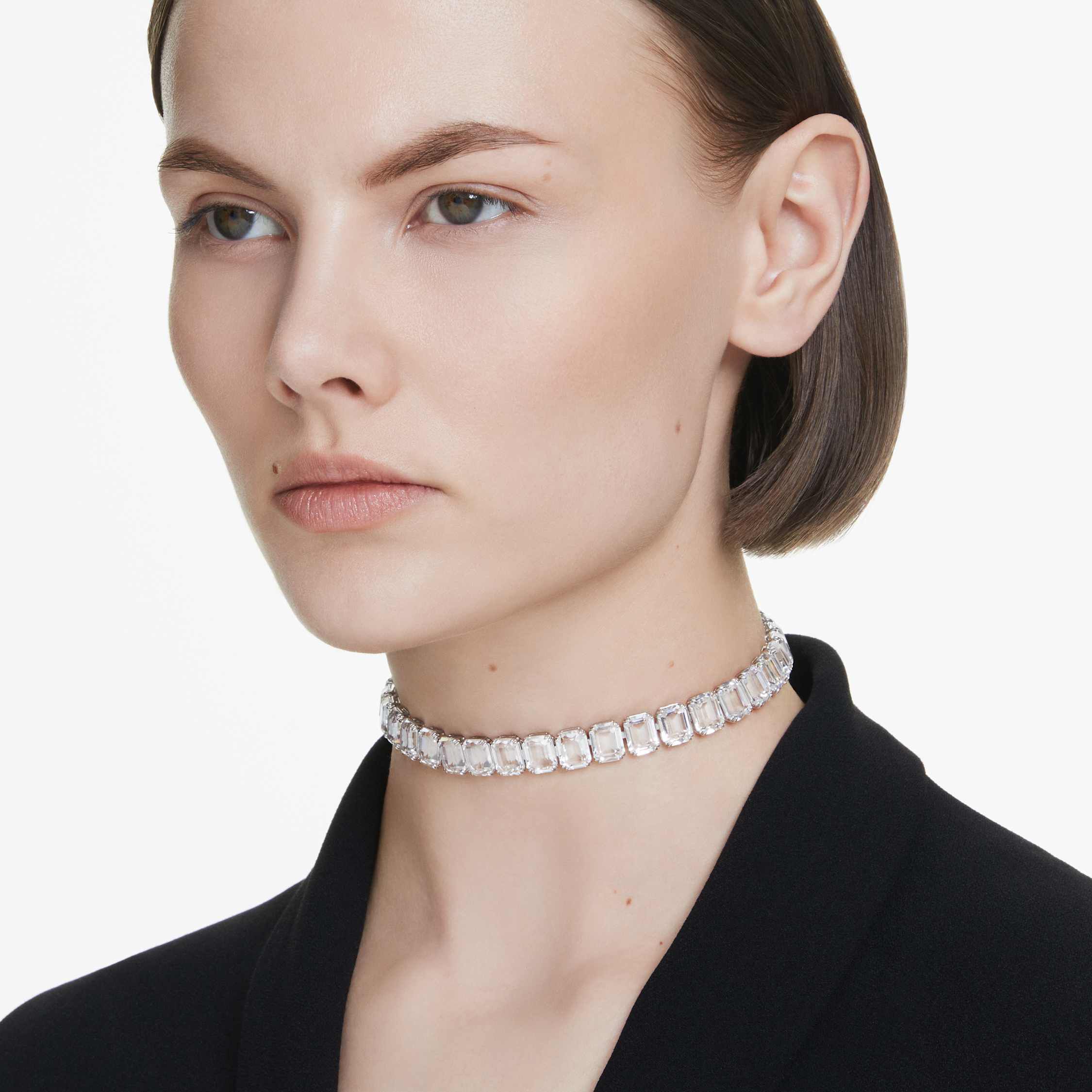 swarovski millenia choker  octagon cut  white  rhodium plated