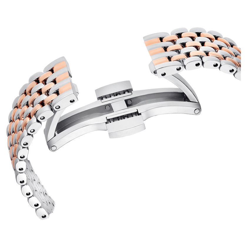 swarovski certa watch  swiss made  metal bracelet  rose gold tone  mixed metal finish