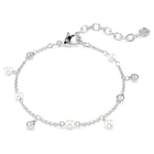 swarovski imber bracelet  crystal pearl  round cut  white  rhodium plated