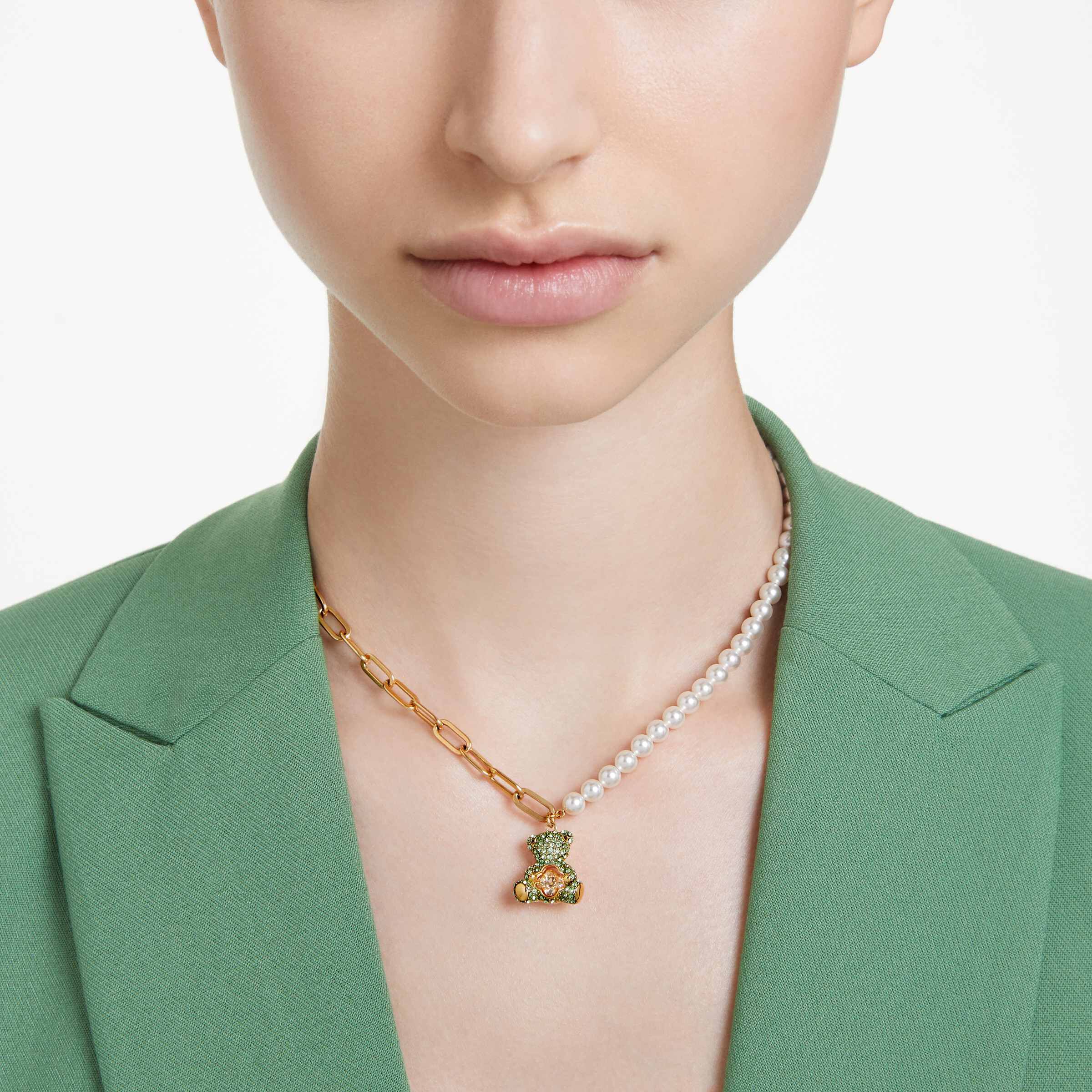 swarovski teddy pendant  bear  multicolored  gold tone plated