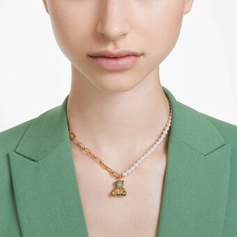 swarovski teddy pendant  bear  multicolored  gold tone plated