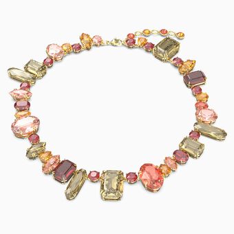 Gema necklace, Mixed cuts, Multicolored, Gold-tone plated
