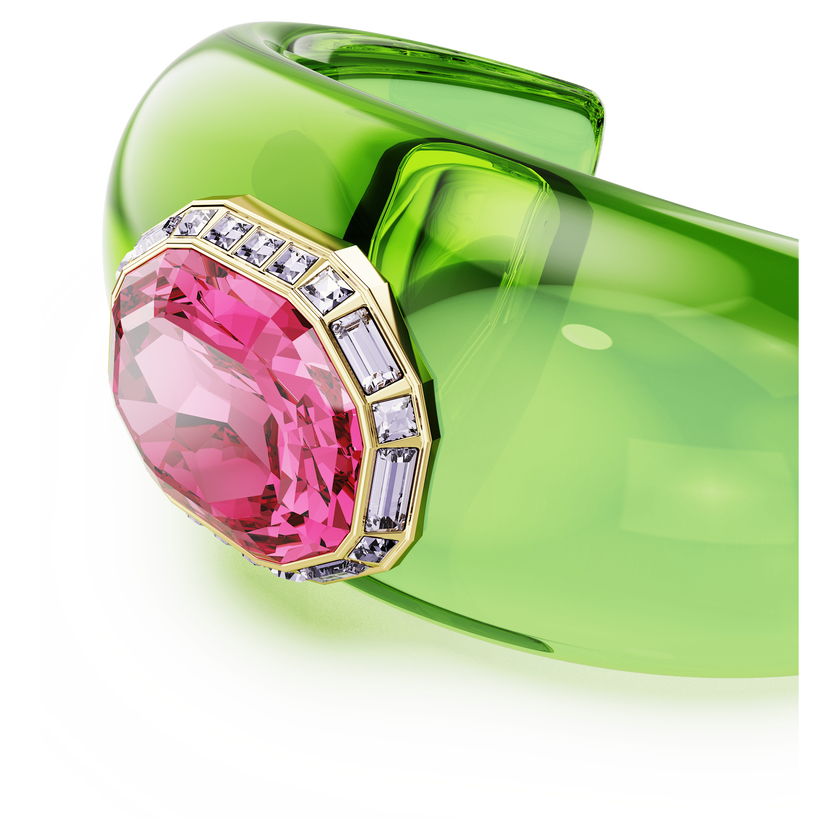swarovski dulcis cuff  set  2   octagon cut  pav   multicolored  18k gold finish