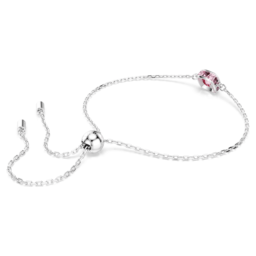 swarovski birthstone bracelet  square cut  october  pink  rhodium plated