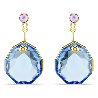 swarovski gema earring jackets  blue  gold tone plated