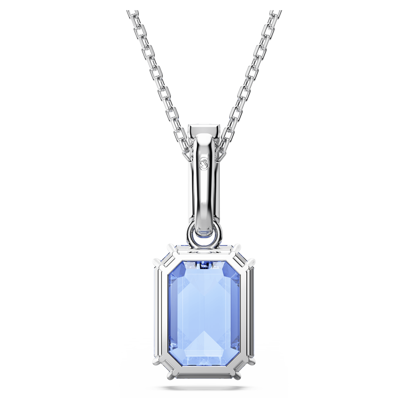 swarovski millenia pendant  octagon cut  blue  rhodium plated