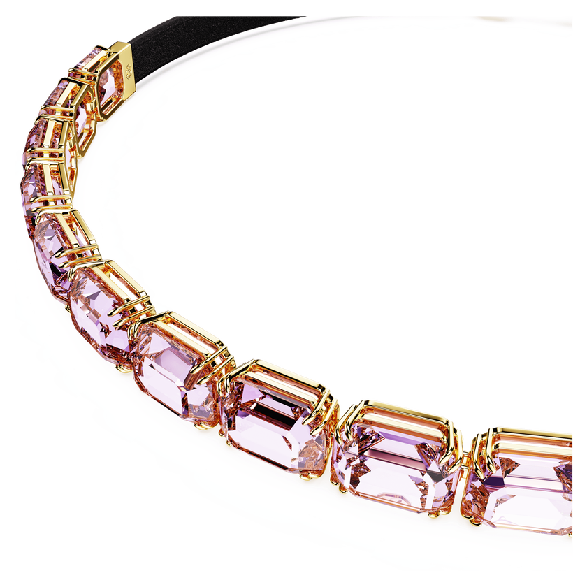 swarovski millenia tennis choker  octagon cut  purple  gold tone plated