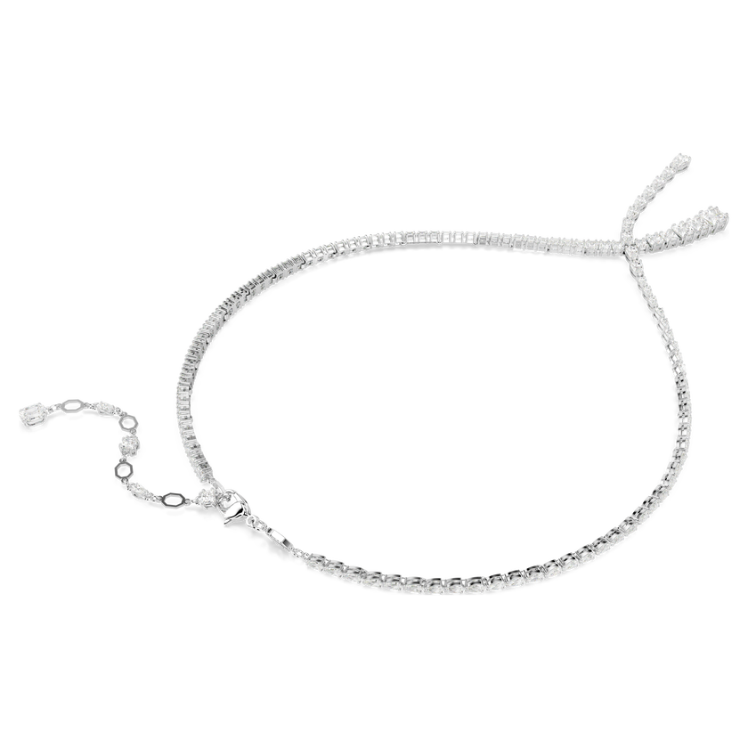 swarovski matrix y necklace  mixed cuts  white  rhodium plated