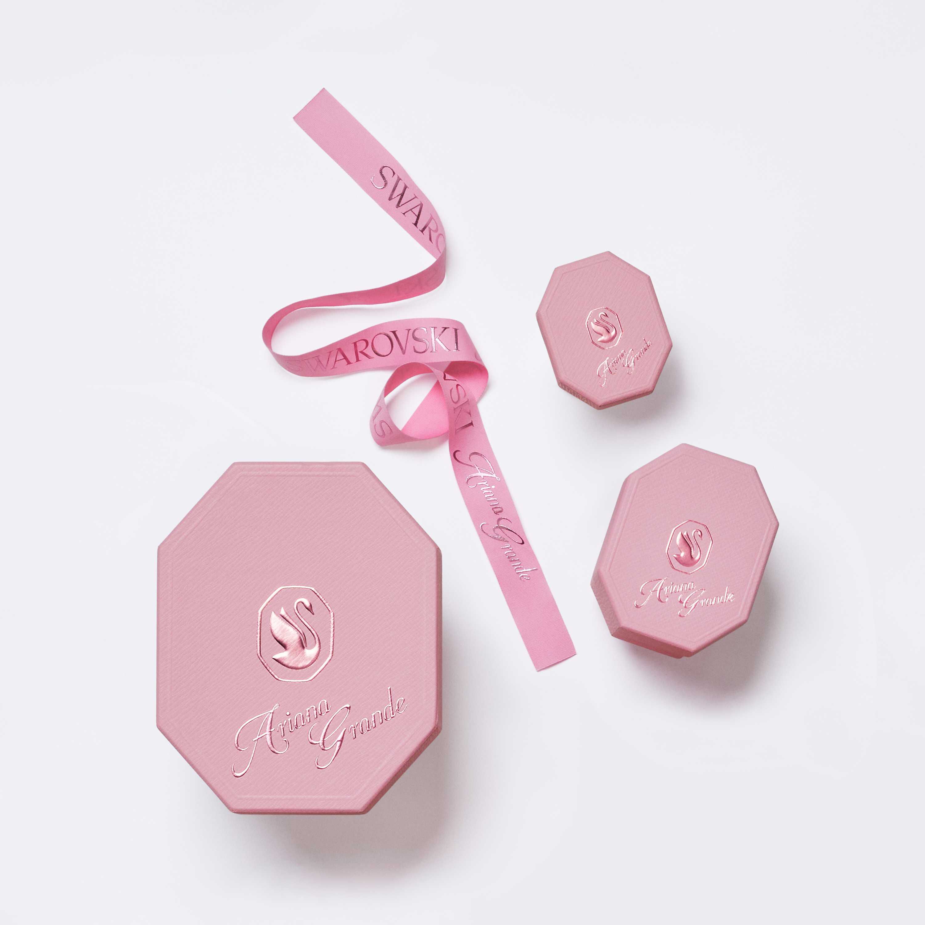 ariana grande x swarovski set  mixed cuts  heart  white  rhodium plated