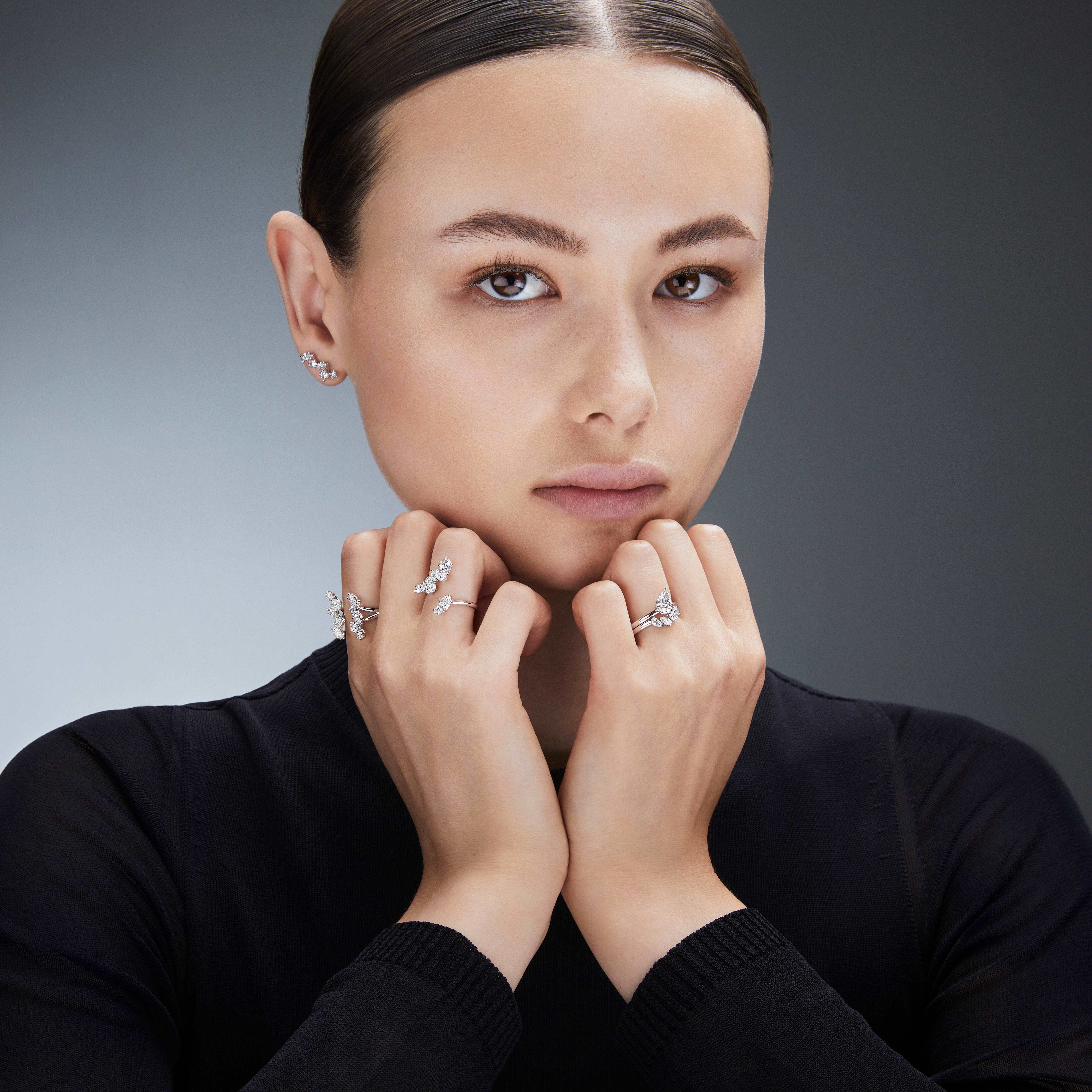 swarovski galaxy bypass ring  laboratory grown diamonds 1 25 ct tw  18k white gold