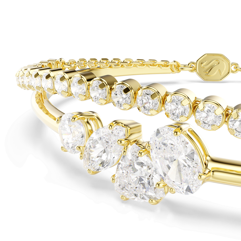 swarovski mesmera bracelet  mixed cuts  white  18k gold finish