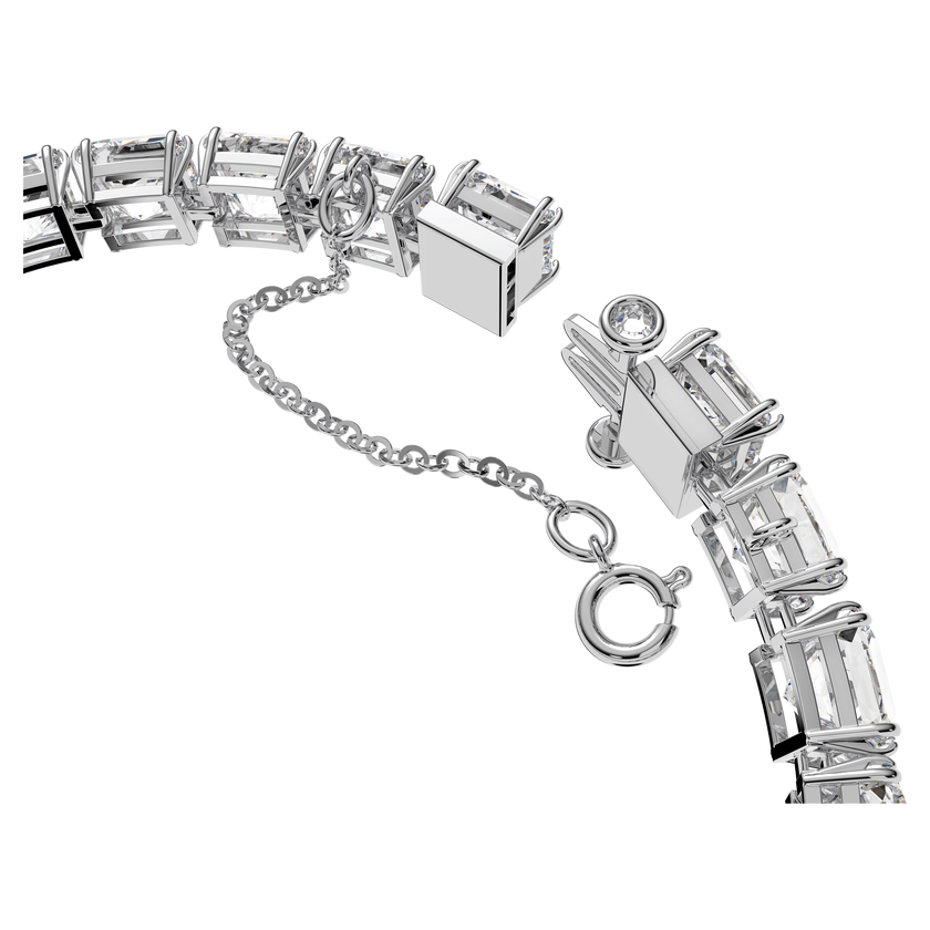 swarovski matrix tennis bracelet  square cut  small  white  rhodium plated