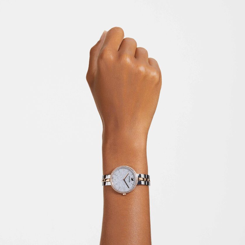 swarovski cosmopolitan watch  swiss made  metal bracelet  white  mixed metal finish