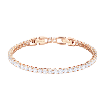 Tennis Bracelet, White, Rose gold plating