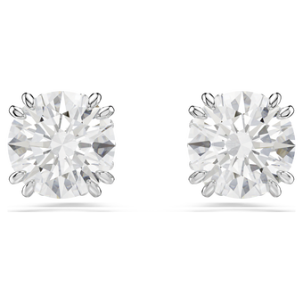 swarovski stilla stud earrings  round cut  white  rhodium plated
