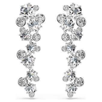 swarovski constella drop earrings  mixed cuts  white  rhodium plated