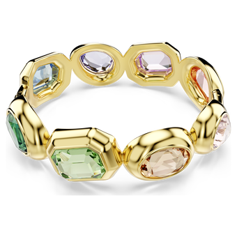 swarovski gema cuff  oversized crystals  mixed cuts  multicolored  gold tone plated