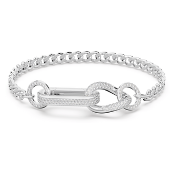 swarovski dextera bracelet  pav   mixed links  white  rhodium plated