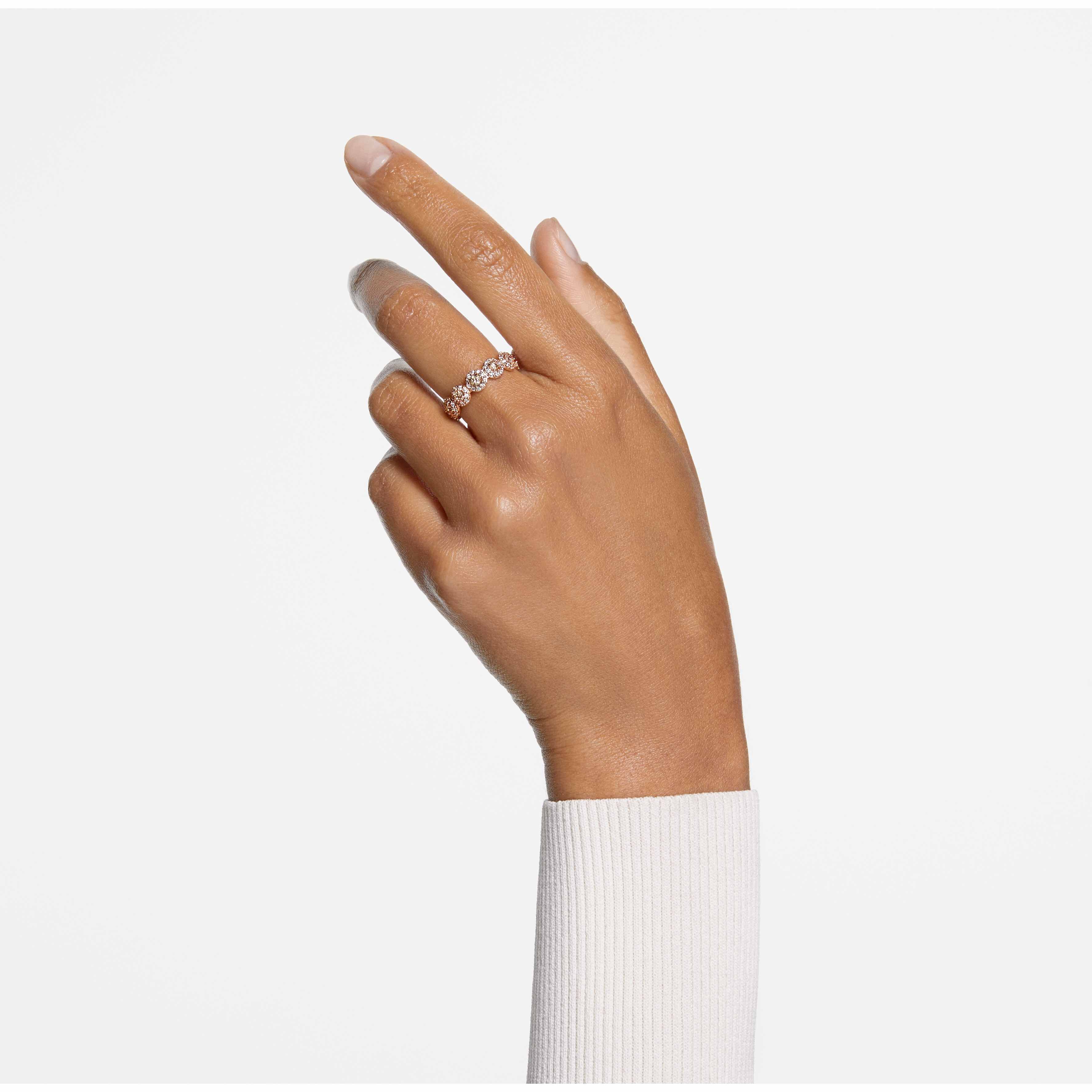 swarovski una ring  round cut  pav   white  rose gold tone plated