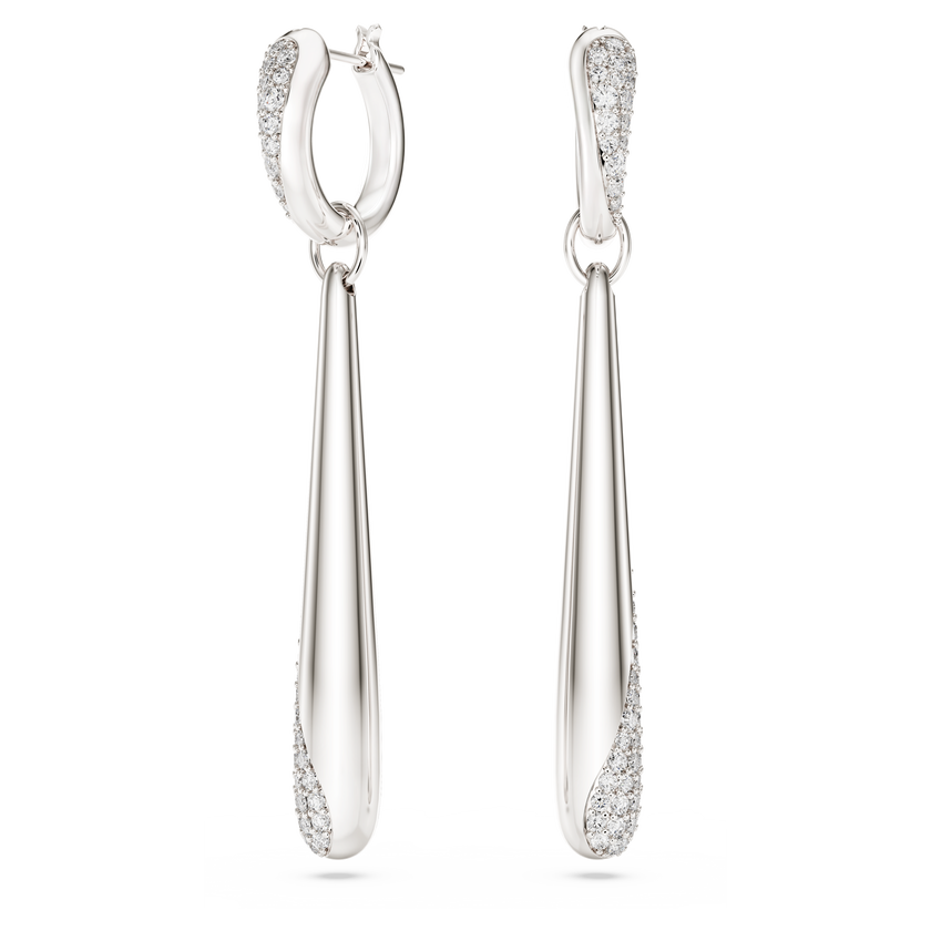 swarovski classica drop and hoop earrings  round cut  white  sterling silver