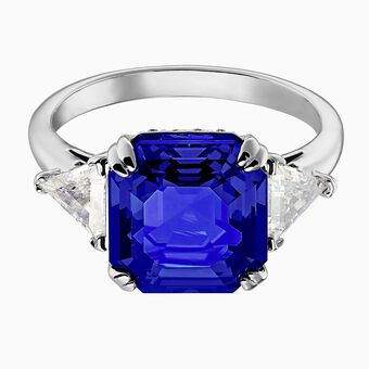 Attract Cocktail Ring, Blue, Rhodium plated