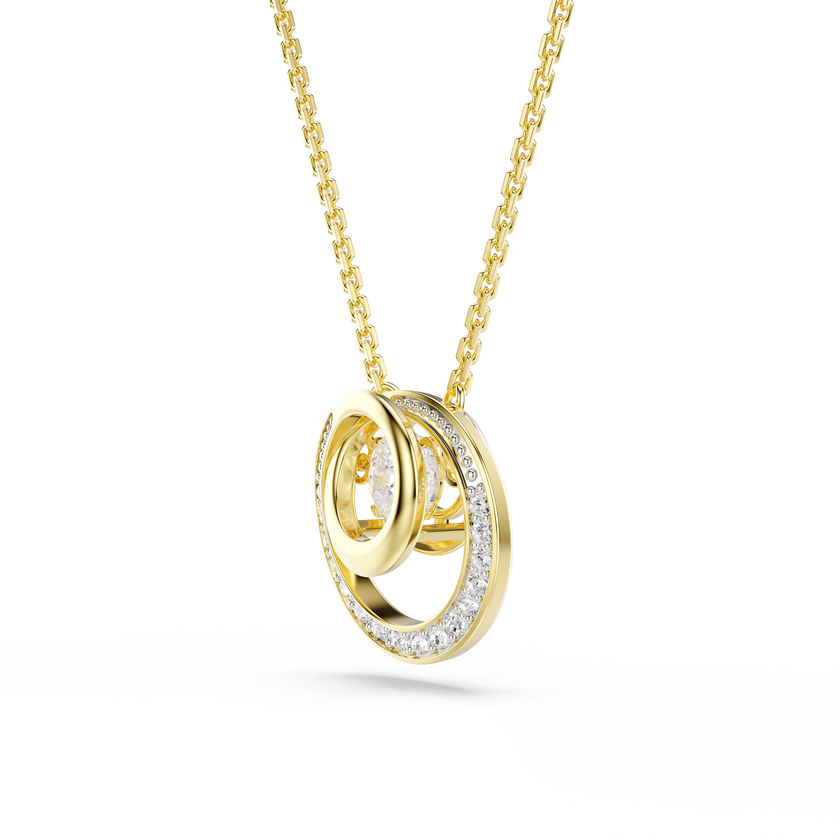swarovski hyperbola pendant  round cut  white  gold tone plated