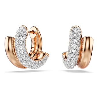swarovski dextera hoop earrings  round cut  mini  white  18k rose gold finish