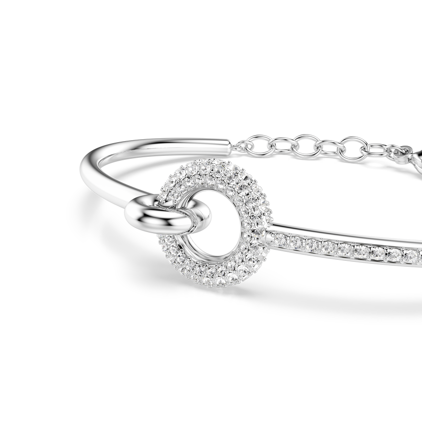 swarovski dextera bangle  round cut  white  rhodium plated