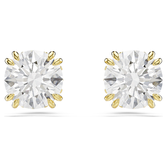 swarovski stilla stud earrings  round cut  white  18k gold finish
