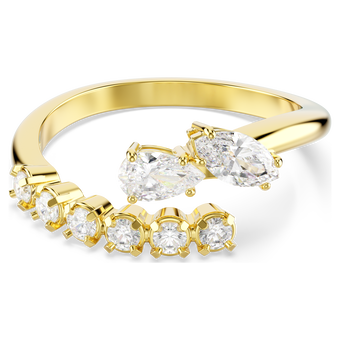 swarovski mesmera open ring  mixed cuts  white  18k gold finish