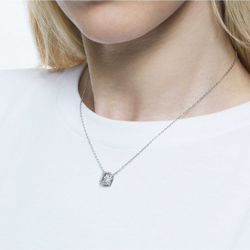 swarovski una necklace  octagon cut  white  rhodium plated