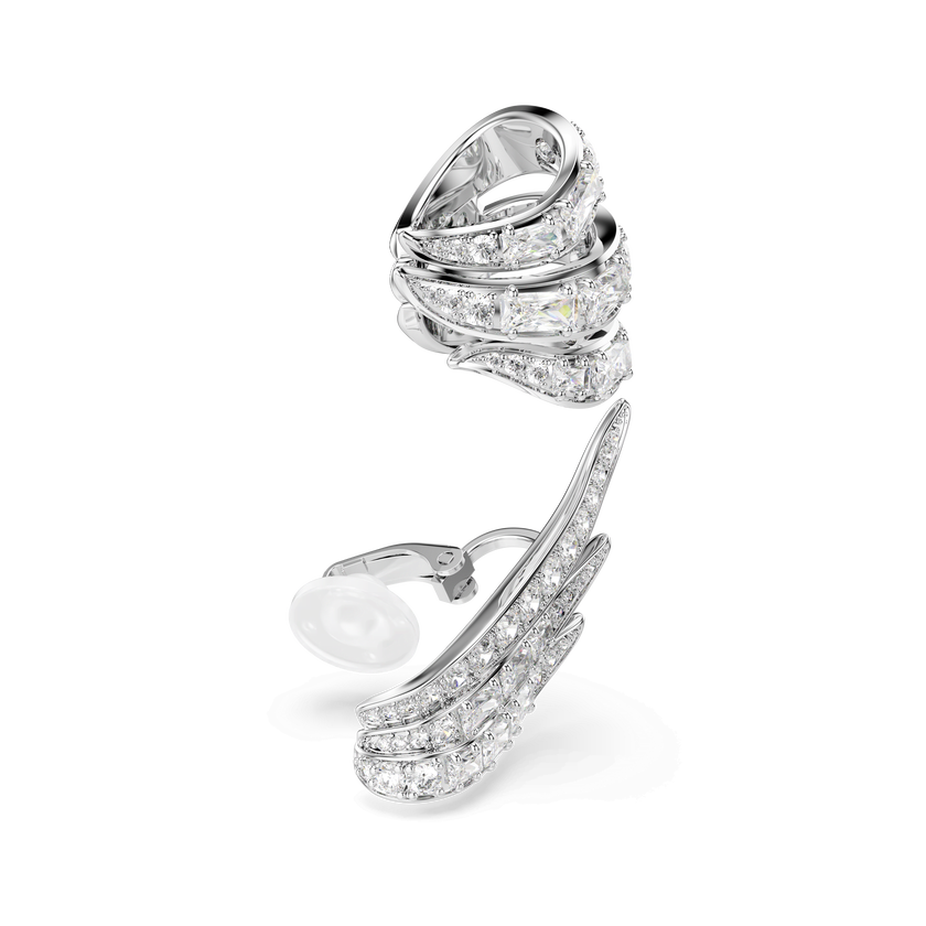 swarovski vienna ear cuffs  mixed cuts  swan  white  rhodium plated