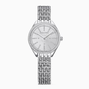 Attract watch, Swiss Made, Metal bracelet, White, Stainless steel