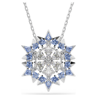swarovski magic pendant and brooch  snowflake  blue  rhodium plated