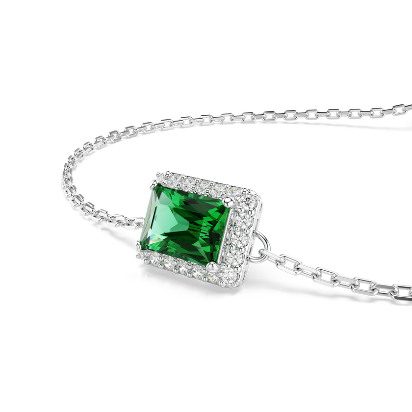 swarovski una angelic bracelet  rectangular cut  pav   green  rhodium plated