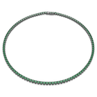 swarovski matrix tennis necklace  round cut  green  ruthenium plated
