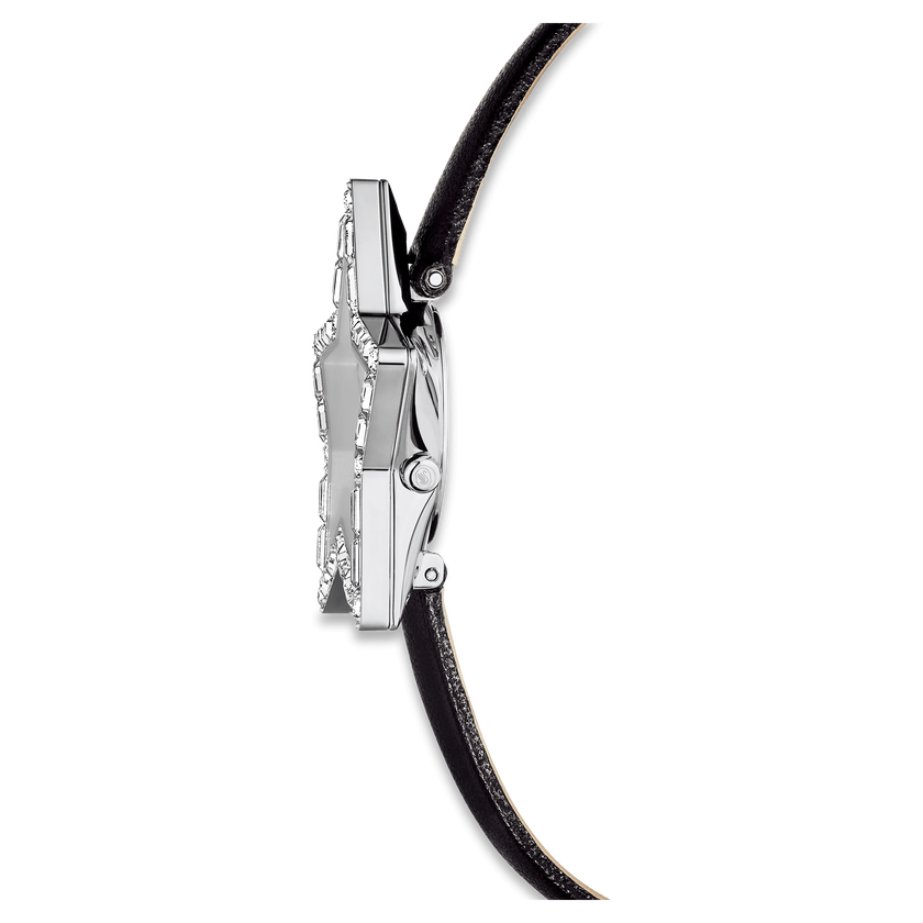 swarovski symbolica star watch  swiss made  star  leather strap  white  stainless steel