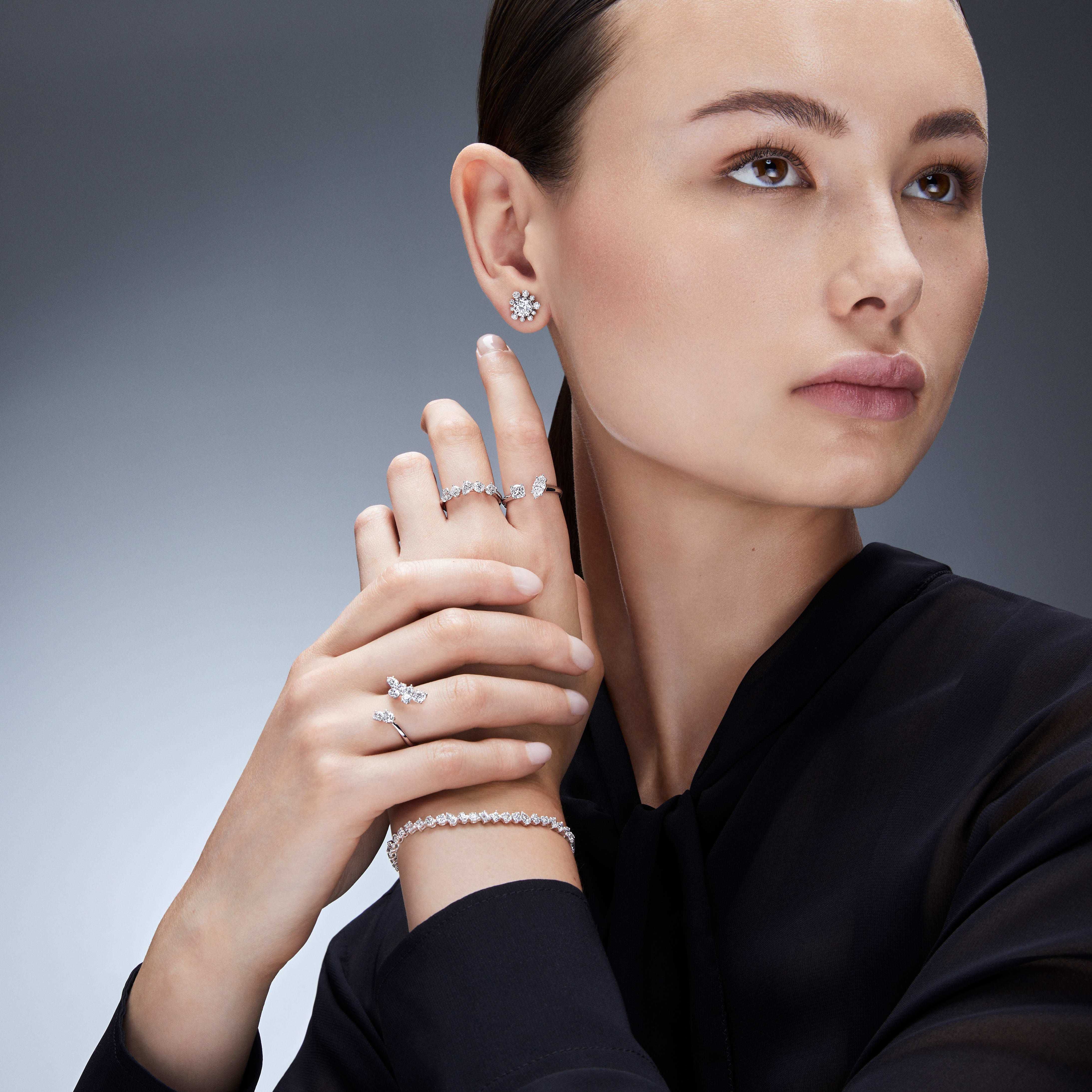 swarovski galaxy tennis bracelet  laboratory grown diamonds 5 ct tw  18k white gold