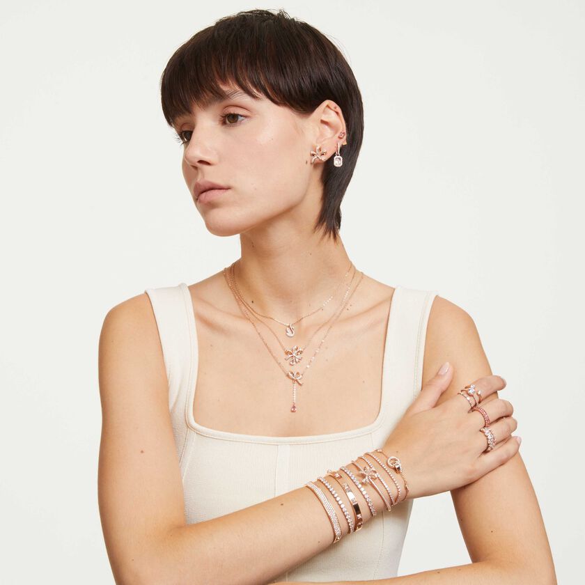 swarovski dextera bangle  white  rose gold tone finish